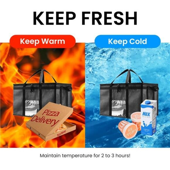 3XL Insulated Cooler Bag and Food Warmer for Delivery & Grocery Shopping - Picture 4 of 8
